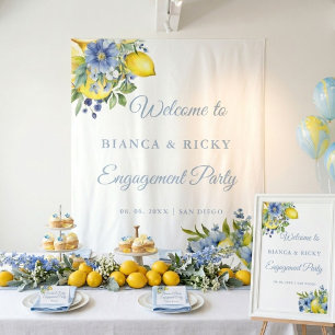 Tenture Citron bleu Floral Citrus Accueil