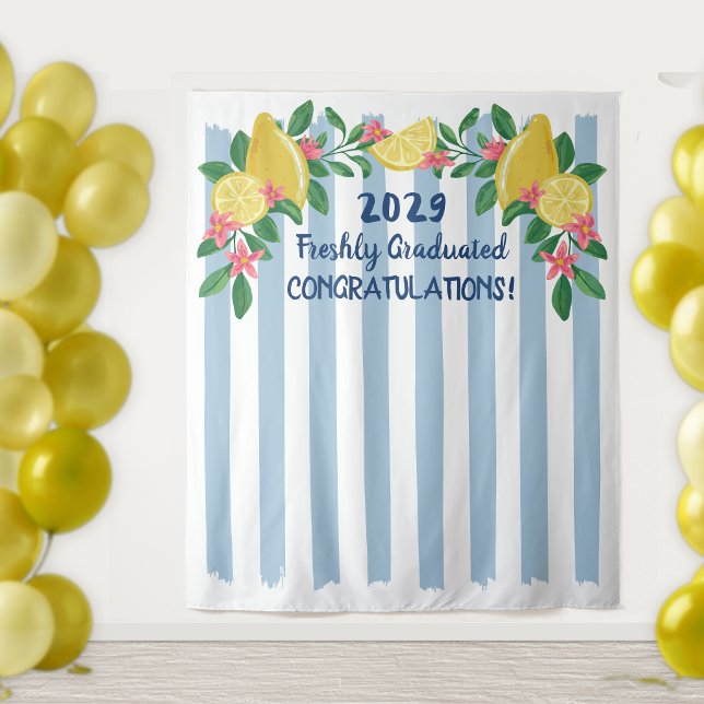 Tenture Citrons Arc Bandes Bleues Fraîchement Diplômé (Créateur téléchargé)