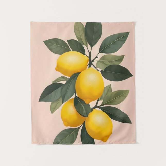 Tenture Citrons d'or sur vert (Devant)