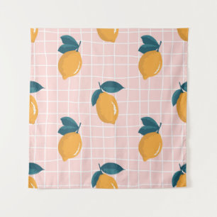 Tenture Citrons, géométrie rétro, motif sans couture d'été