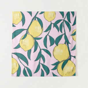 Tenture Citrons vintages : Motif d'aquarelle à main.