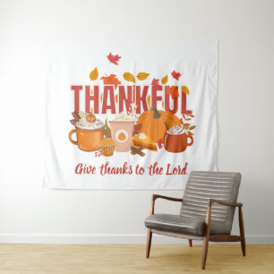 Tenture Citrouille chrétienne MERCI Joyeux Thanksgiving