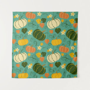 Tenture Citrouille, feuille : motif végétal d'automne
