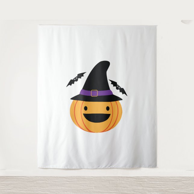 Tenture Citrouille Halloween Jack-o'-lantern Bat (Devant)