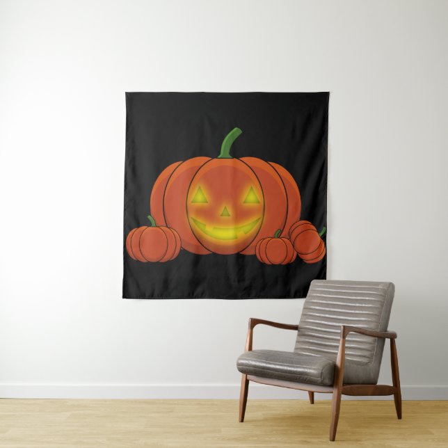 Tenture Citrouille Jack-o-lanterne (En situation)