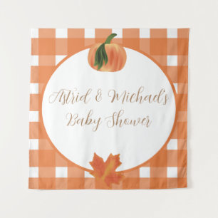 Tenture Citrouille Orange En vichy Baby shower d'automne