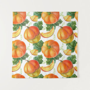Tenture Citrouille orange : Motif végétal été-automne.