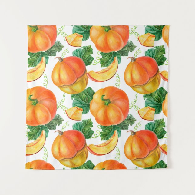 Tenture Citrouille orange sur arrière - plan blanc. Patte  (Devant)