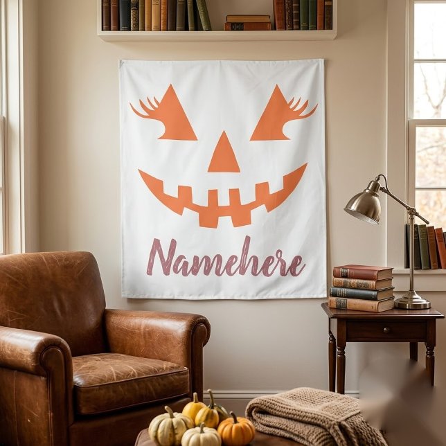 Tenture Citrouille personnalisée Jack O Lantern Halloween  (Créateur téléchargé)