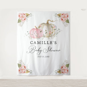 Tenture Citrouille rose Fille Baby shower arrière-plan