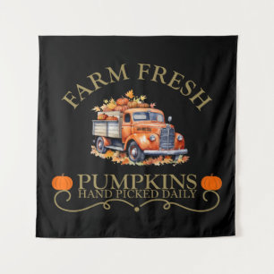 Tenture Citrouilles aquarelles fraîches de la ferme feuill