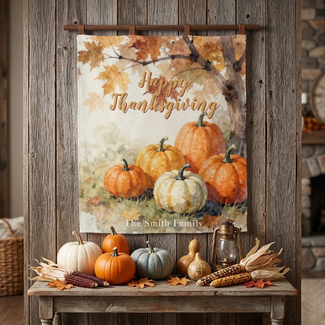 Tenture Citrouilles d'automne aquarelle rustique pour l'Ac (Créateur téléchargé)