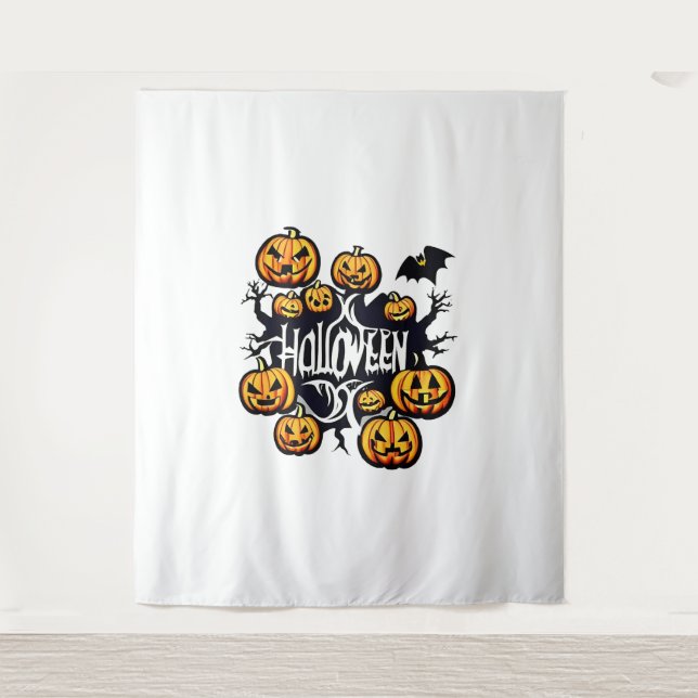 Tenture Citrouilles d'Halloween (Devant)