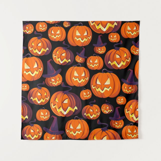Tenture Citrouilles d'Halloween : Motif Éffrayant sans cou (Devant)