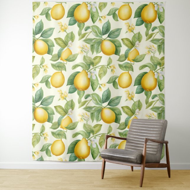 Tenture Citrus Fleurs de Citron Méditerranéen (En situation)