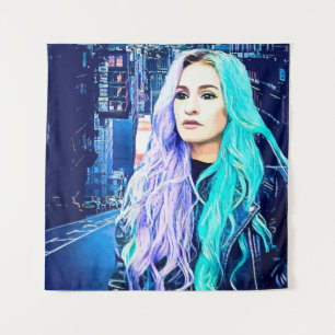 Tenture City Girl Abstraite femme Art numérique surréalist