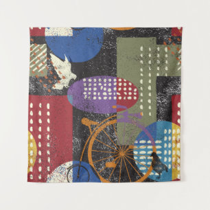 Tenture City grunge abstract, seamless vintage pattern.