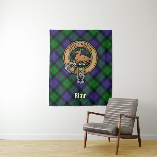Tenture Clan Blair Crest sur Tartan (En situation)