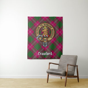 Tenture Clan Crawford Crest sur Tartan