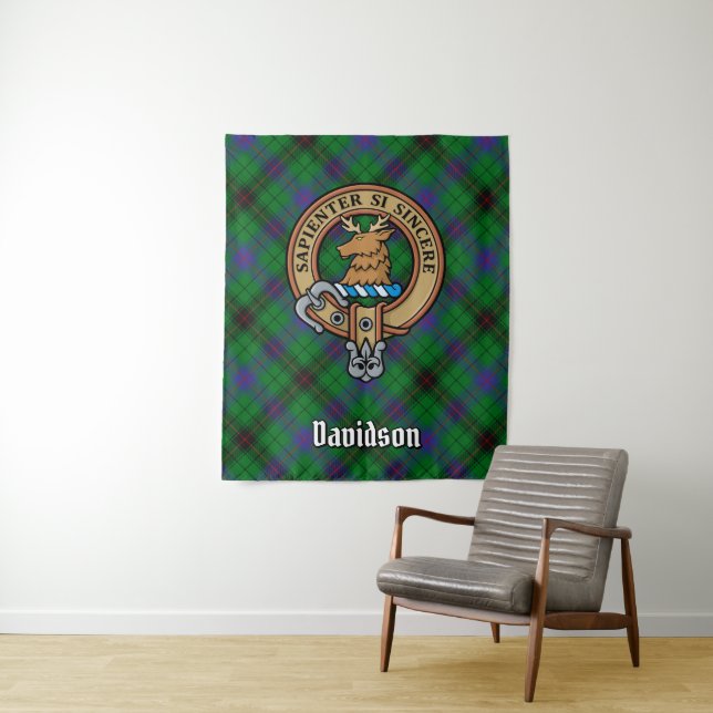 Tenture Clan Davidson Crest sur Tartan (En situation)