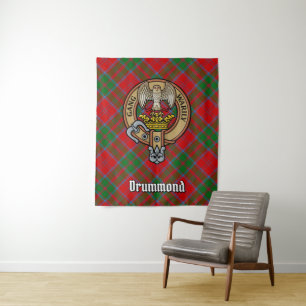 Tenture Clan Drummond Crest sur Tartan