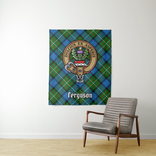 Tenture Clan Ferguson Crest sur Tartan (En situation)