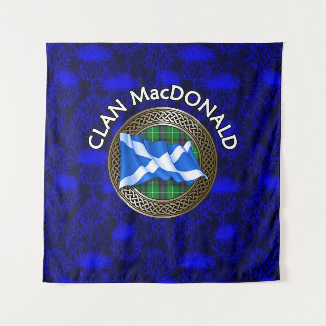 Tenture Clan MacKenzie Crest & Tartan Knot sur le chardon (Devant)