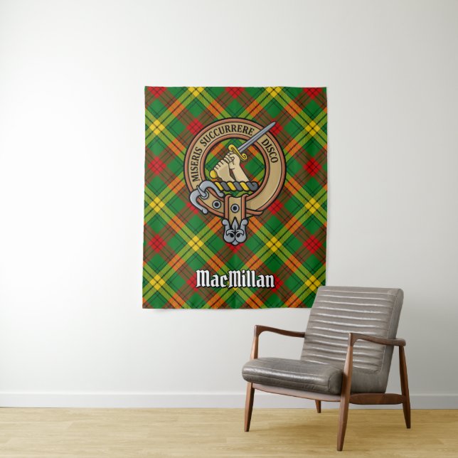 Tenture Clan MacMillan Crest sur Tartan (En situation)