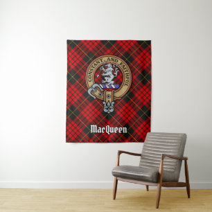 Tenture Clan MacQueen Crest sur Tartan