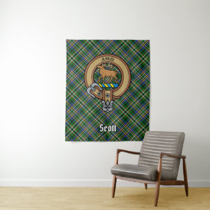 Tenture Clan Scott Crest sur Green Tartan