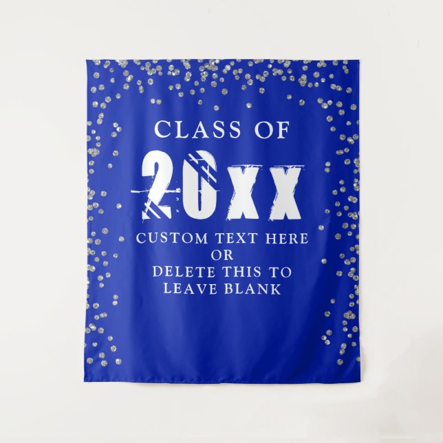 Tenture CLASSE ANNÉE Royal Blue silver Confetti (Devant)