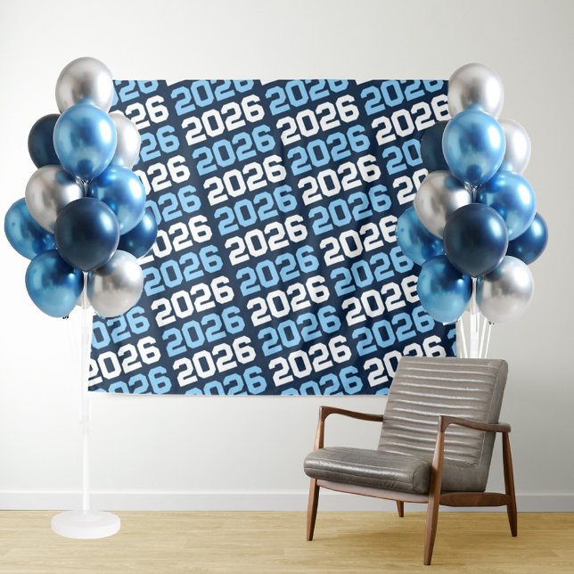 Tenture Classe Bleue Marine & Bébé de N'IMPORTE QUELLE Ann (Hanging Graduation Repeating Class Year Backdrop in Navy and Light Blue)