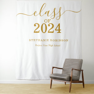 Tenture Classe de 2024 Gold Script Graduation Backdrop Pro