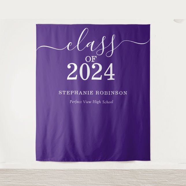 Tenture Classe de 2024 Purple Graduation Backdrop Prop (Devant)