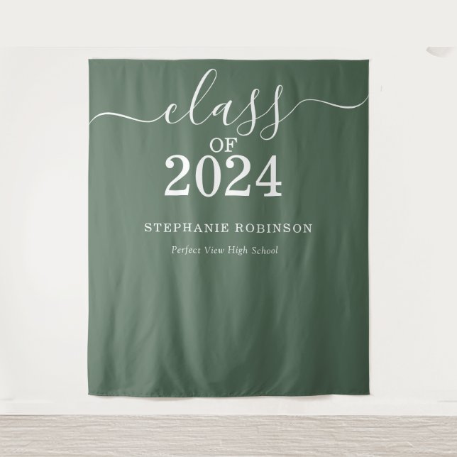 Tenture Classe de 2024 Sage Green Graduation Backdrop Prop (Devant)