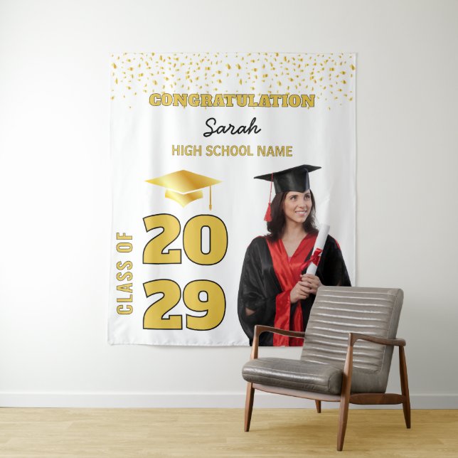 Tenture Classe de 2025 Custom Photo Graduation Party (En situation)