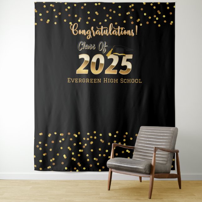 Tenture Classe de 2025 Graduation Photo Booth Backdrop (En situation)