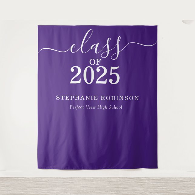 Tenture Classe de 2025 Purple Graduation Backdrop Prop (Devant)