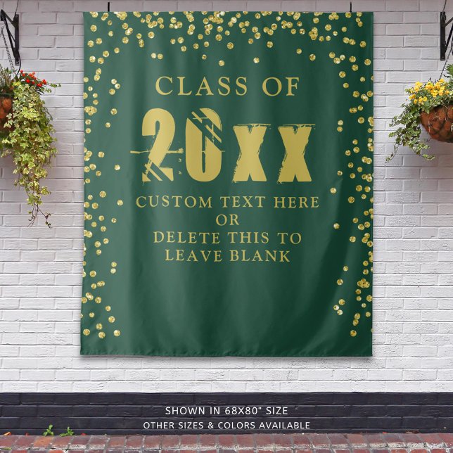 Tenture CLASSE DE DIPLÔME ANNÉE Vert foncé Gold Confetti (Créateur téléchargé)