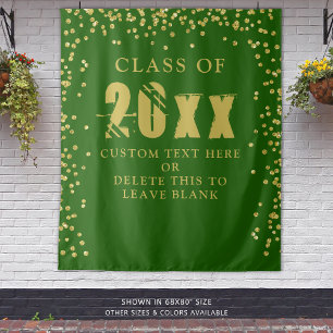 Tenture CLASSE DE DIPLÔME ANNÉE Vert Gold Confetti Context