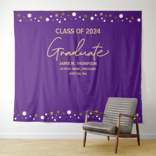 Tenture Classe de graduation 2024 Purple Gold backdrop