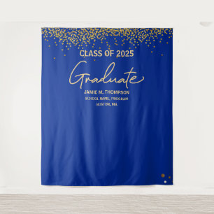 Tenture Classe de graduation 2025 Royal Blue Gold Confetti