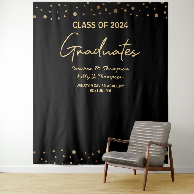 Tenture Classe d'or de 2024 Graduates Noms personnalisés (En situation)