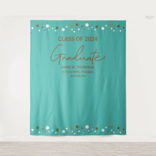 Tenture Classe d'or turquoise de 2024 graduation de fond