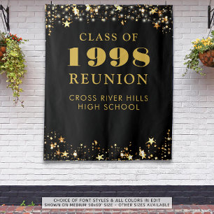 Tenture Classe Reunion Photo Booth Black Gold Backdrop