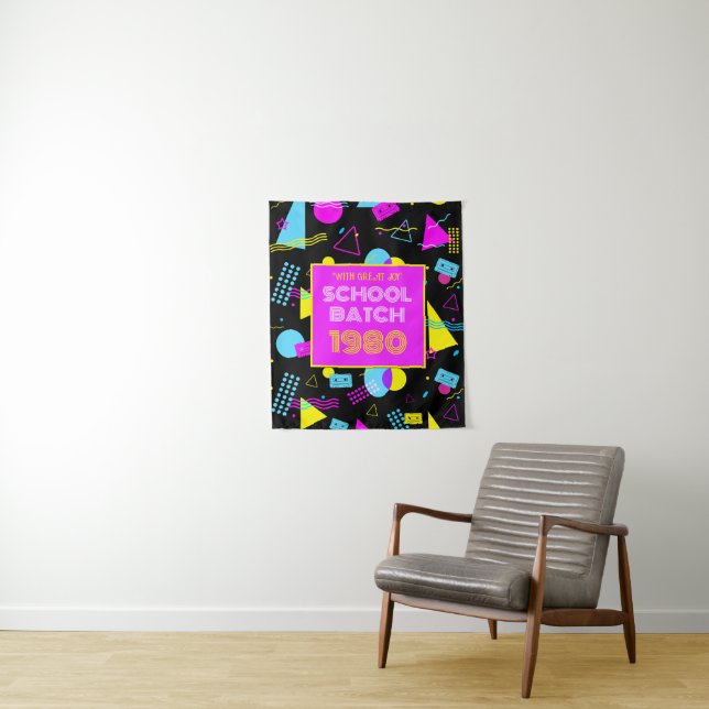 Tenture Classe Reunion Retro School 80's Style (En situation)