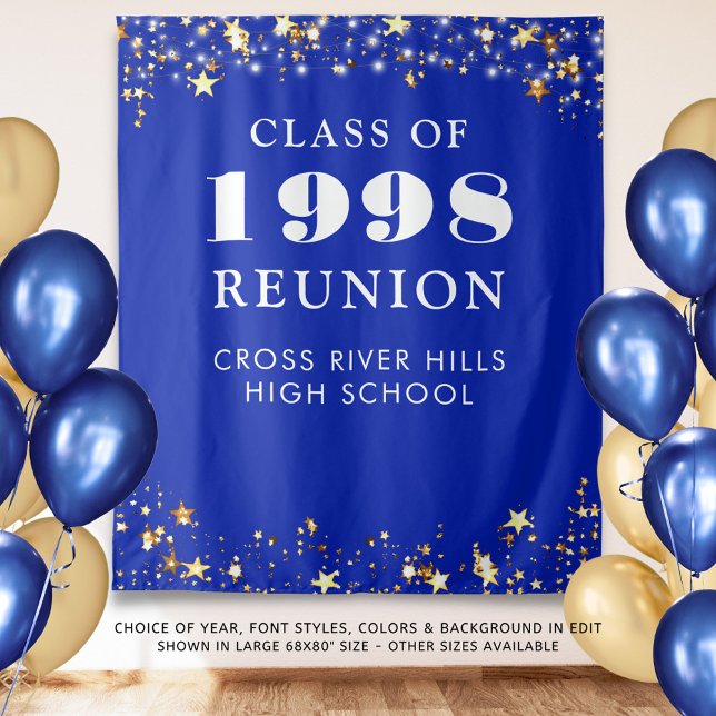 Tenture Classe Reunion Royal Blue Gold Stars Arrière-plan (Créateur téléchargé)