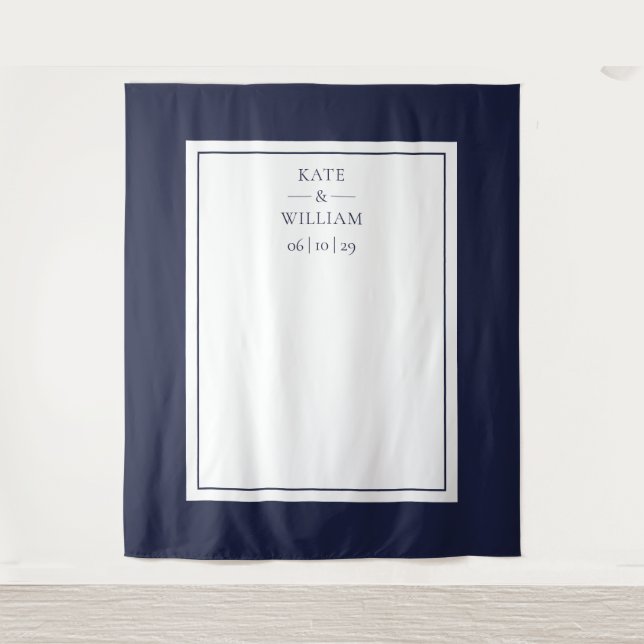 Tenture Classic Navy Blue Mariage Photo Booth Backdrop (Devant)