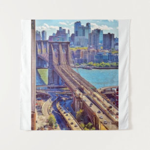 Tenture Classique Skyline du pont de Brooklyn de New York