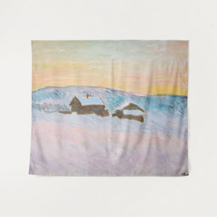 Tenture Claude Monet - Norvège Paysage, Maisons Bleues